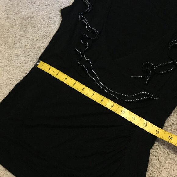 Black Ruffled Collar & Stitchwork Whimsigoth Wrap Tank Top - Picture 15 of 16